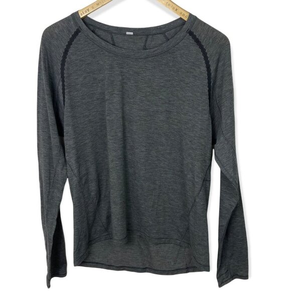 Lululemon Stop Drop Squat Long Sleeve Tee Grey Size 4 Twist Open Back Top Run - Picture 3 of 10